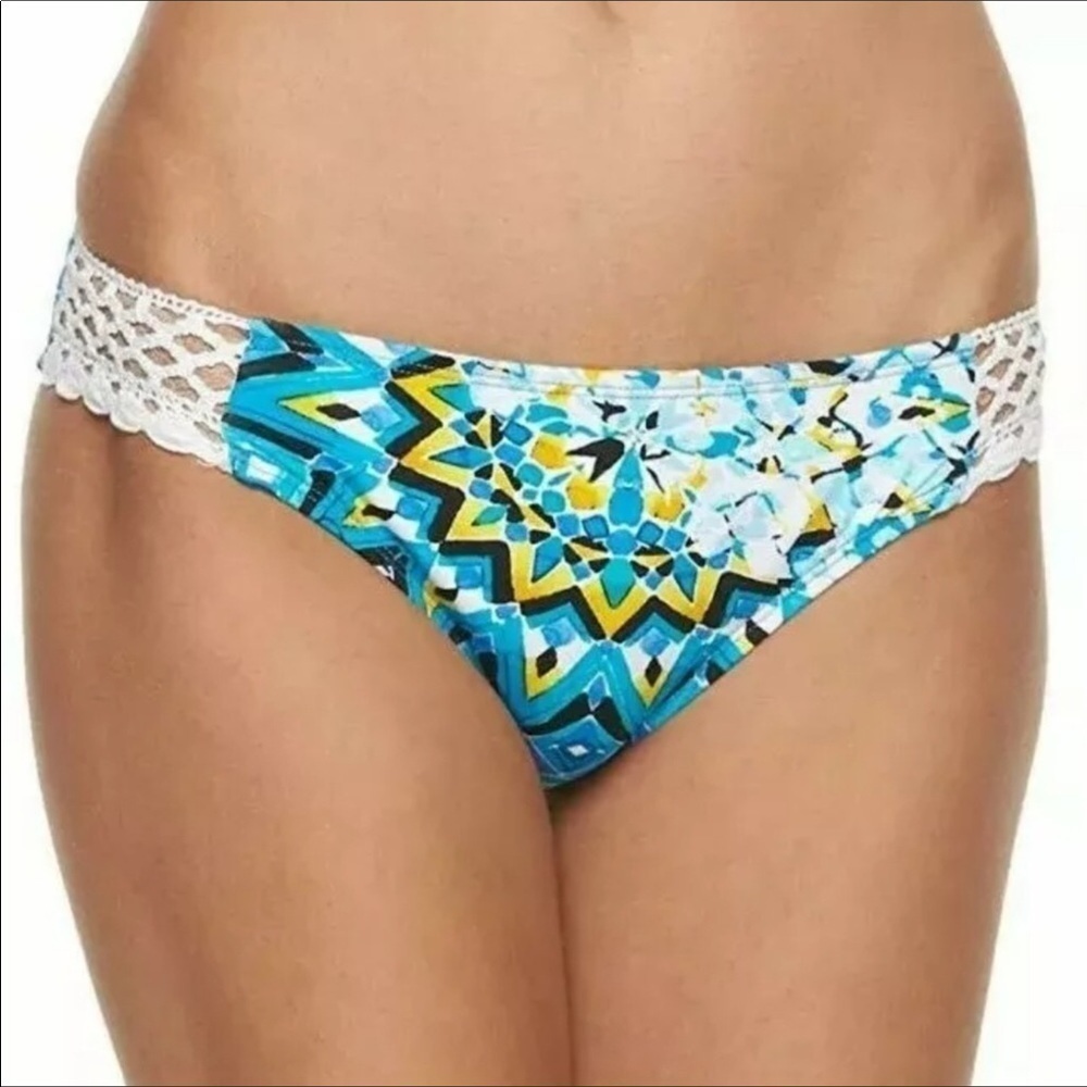 Apt. 9 Kaleidoscope Mermaid bikini bottoms with crochet trim New